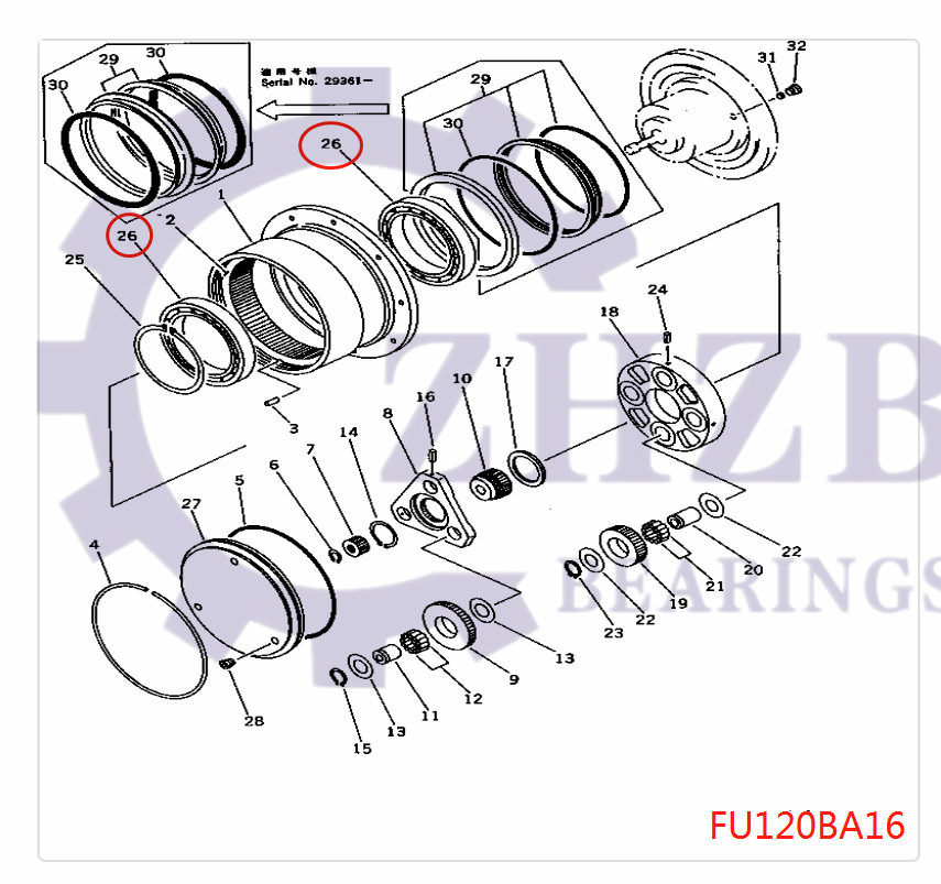 KOMATSU bearing FU120BA16